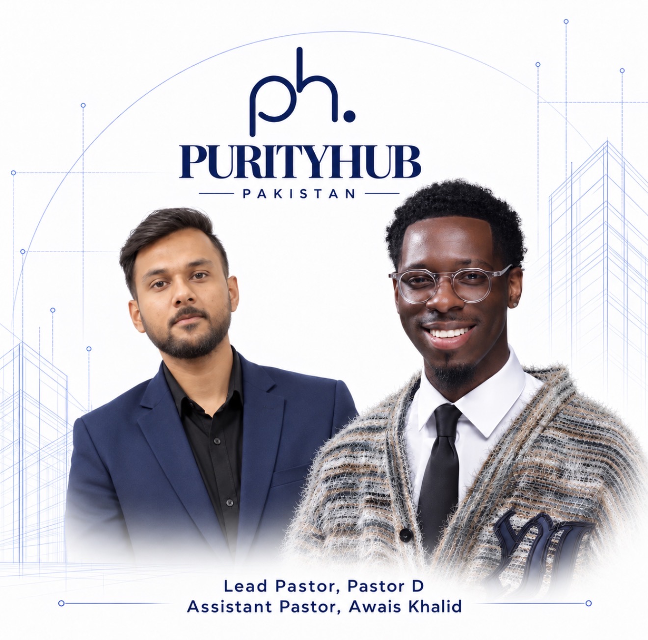PurityHub Pakistan graphic featuring Pastor Awais Khalid and Pastor D
